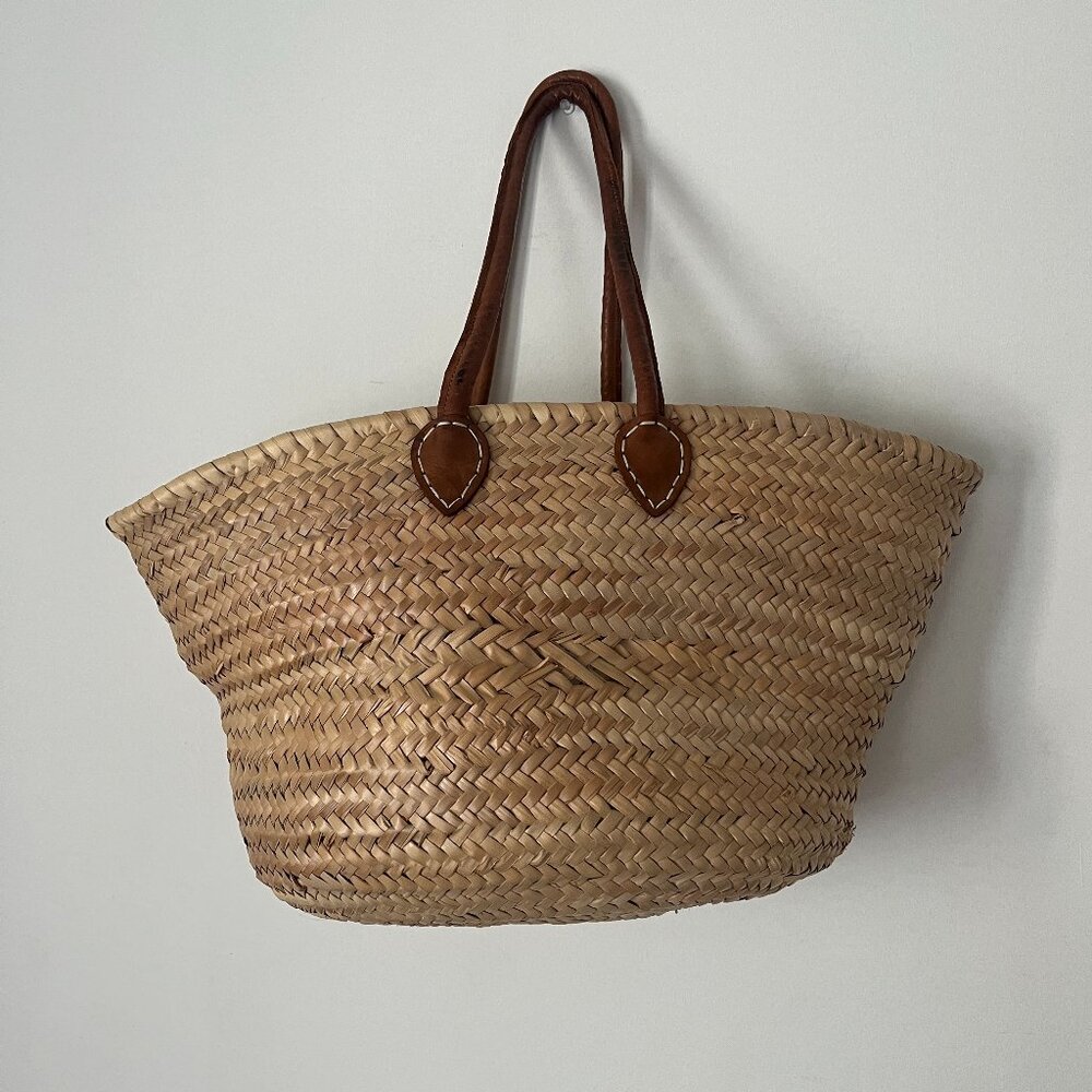 Straw Bag with leather handle